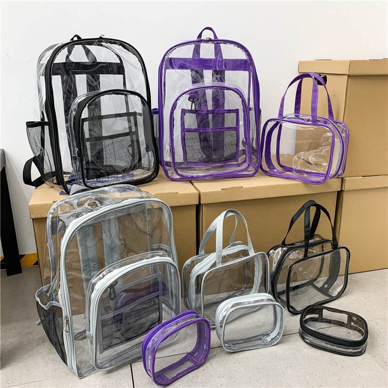 Fashion Street Large Capacity PVC Transparent Leisure Student Bag Shoulder  Tote Bag Shopping Bag, Clear Bag